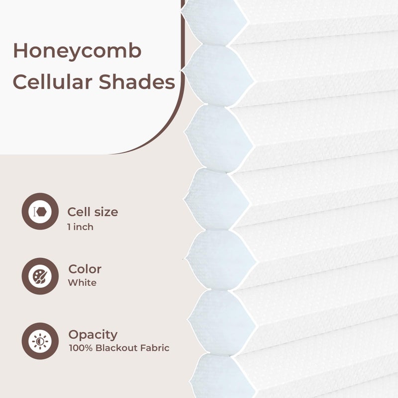 Allesin Cellular Shades Cordless, Light Filtering Honeycomb Blinds for Indoor Windows, Thermal Insulated Window Shades for Home Office Pull Down, Perfect for Bedroom/Living Room, White 24" W x 36" H - Image 3